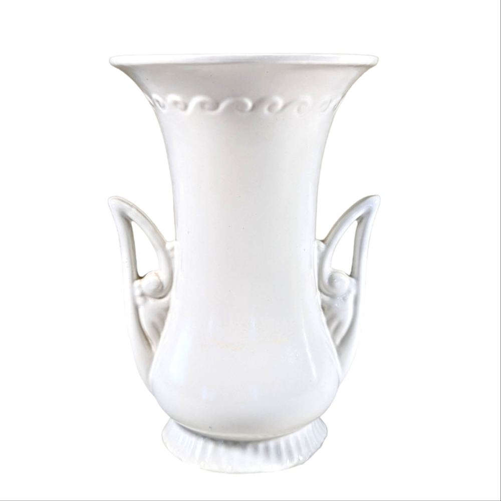 Vintage Abingdon Creamy White 115 Pottery Vase Large